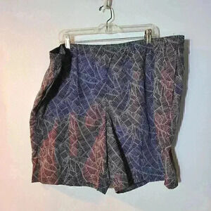 Eddie Bauer Men's Swim Shorts Black Grey Leaf  8" Inseam EUC 3XL